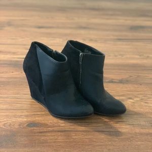 Black wedge booties